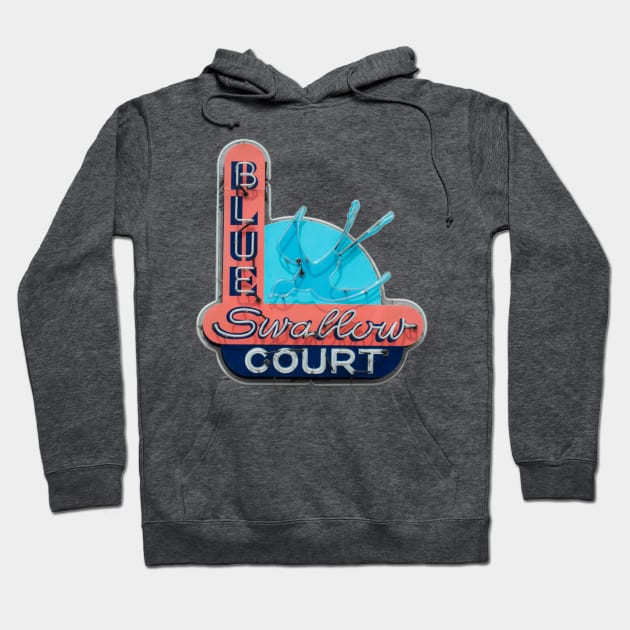 Blue Swallow Court Motel Hoodie by Enzwell